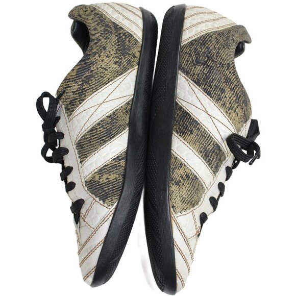 Christian Dior Taupe White Croc Distressed Canvas Lace-Up Low Profile Sneaker - Picture 8 of 11